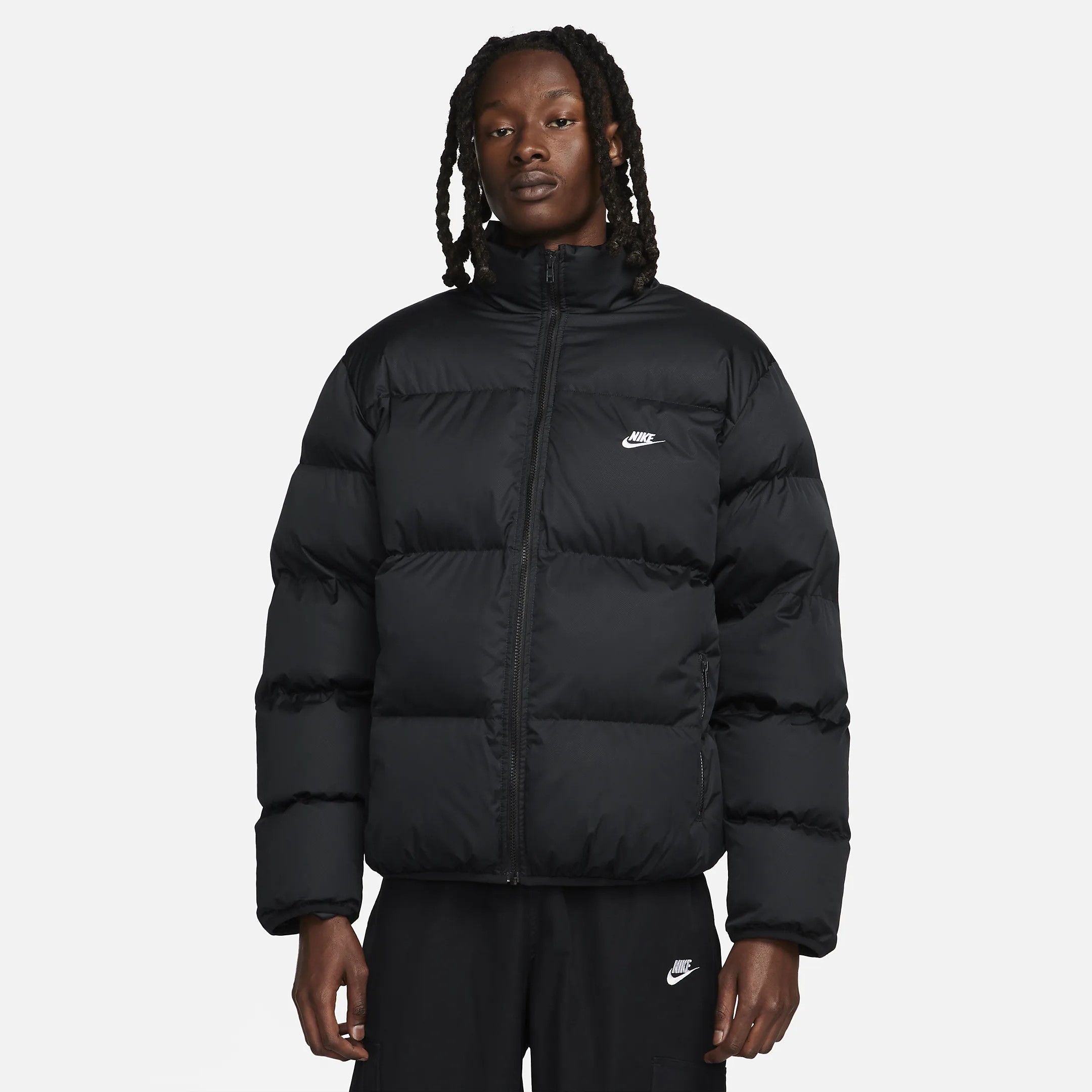 Nike hooded down jacket black best sale